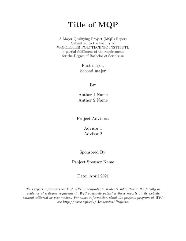MQP Report Template
