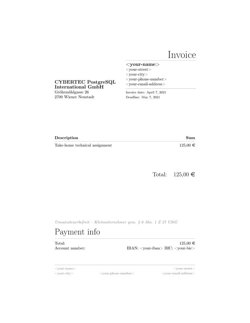 Technical Assignment Invoice