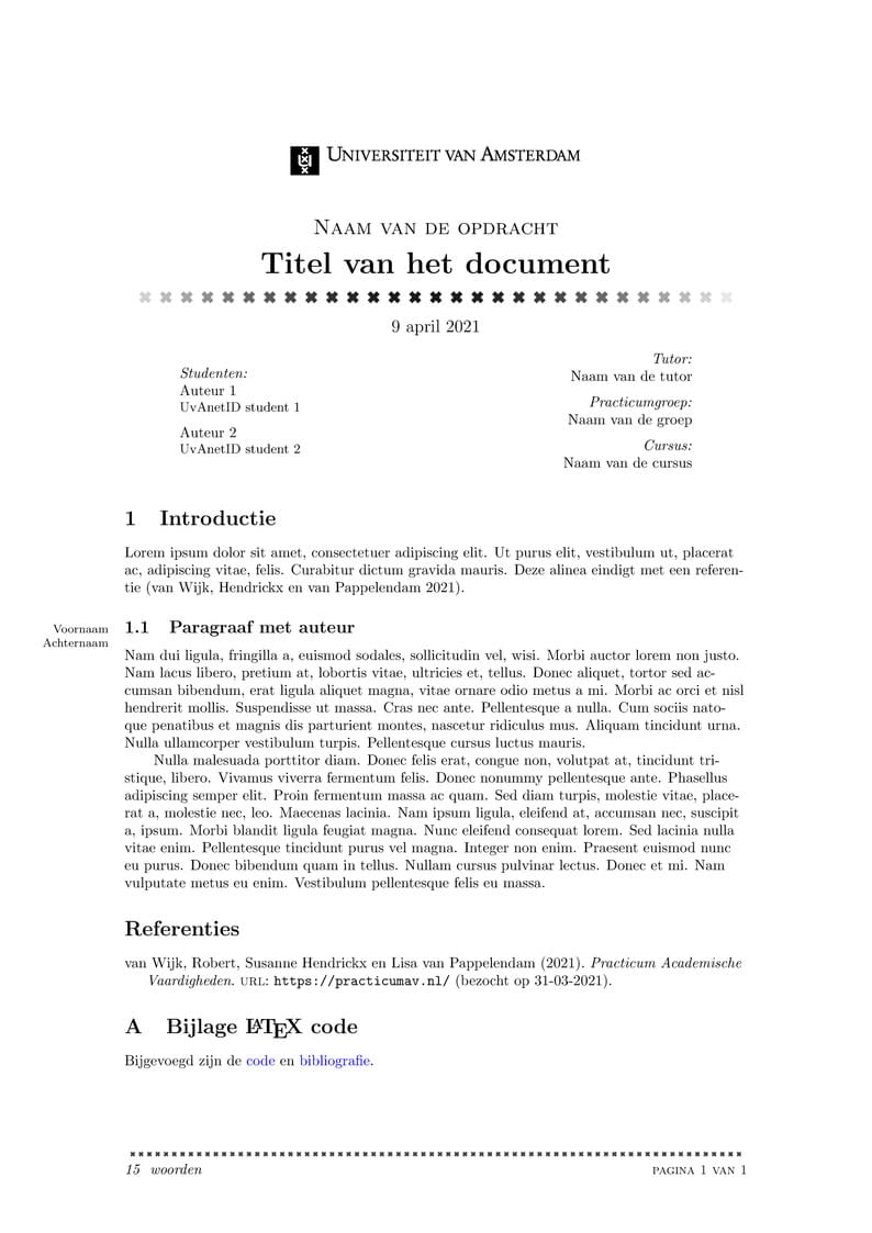 UvA Informatica Template Artikel