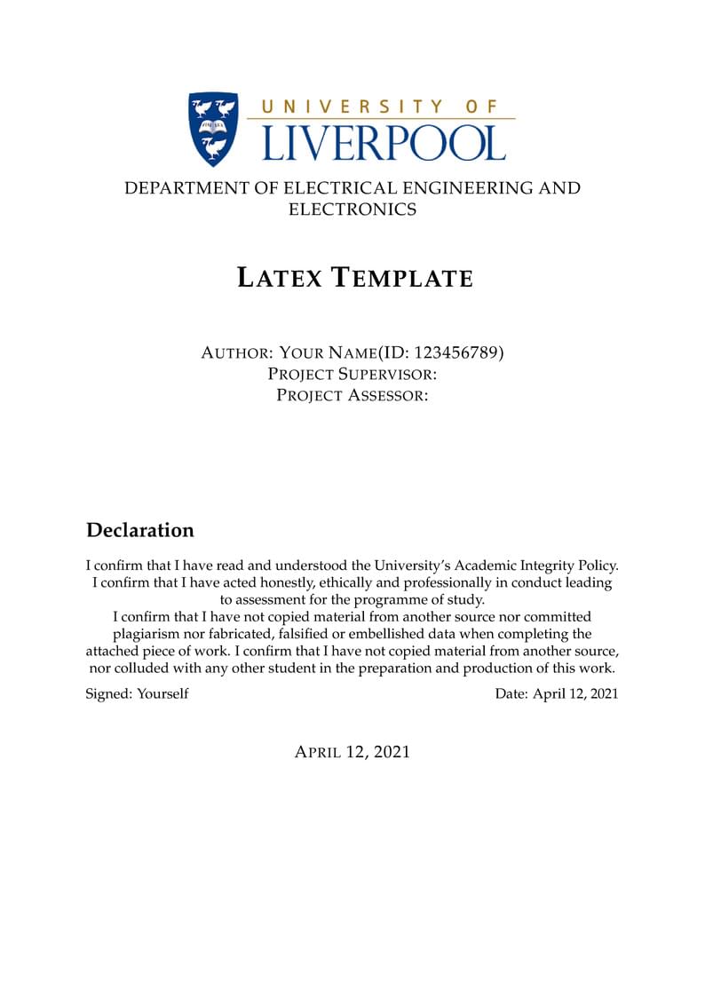 Final Year Project Report Template - University of Liverpool