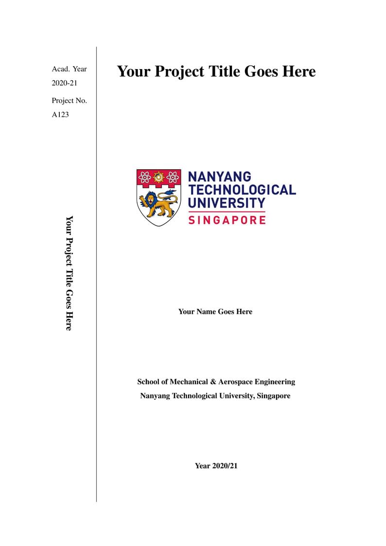 NTU MAE FYP Cover Page Template