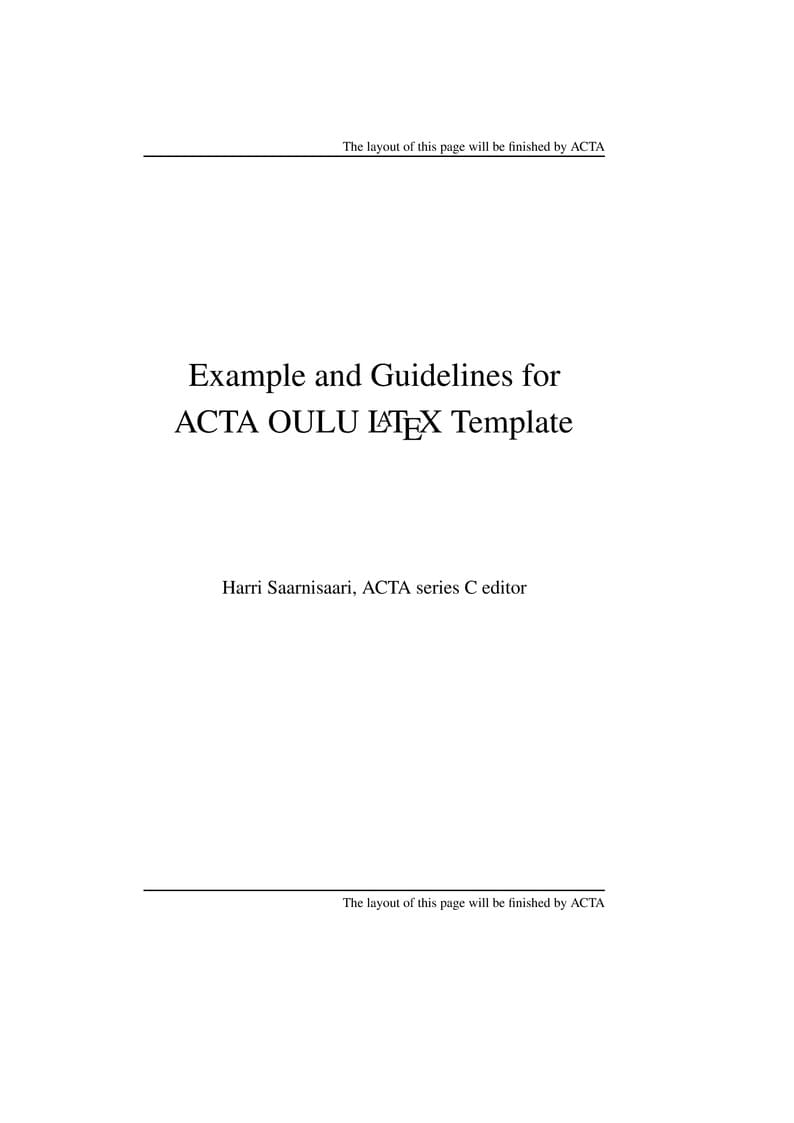 Example and Guidelines for ACTA OULU LaTeX (1)