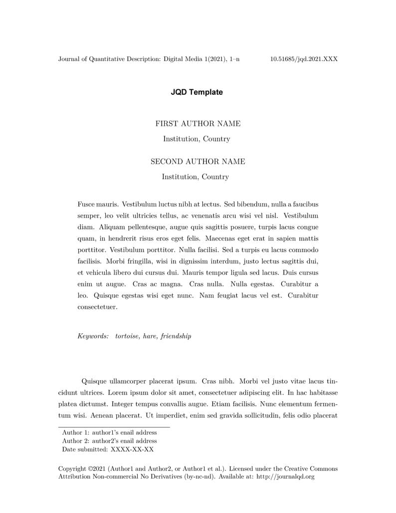Journal of Quantitative Description template - April 19 2021 version