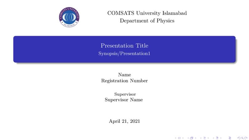 COMSATS University Islamabad Beamer Template for Physics Department (Unofficial)