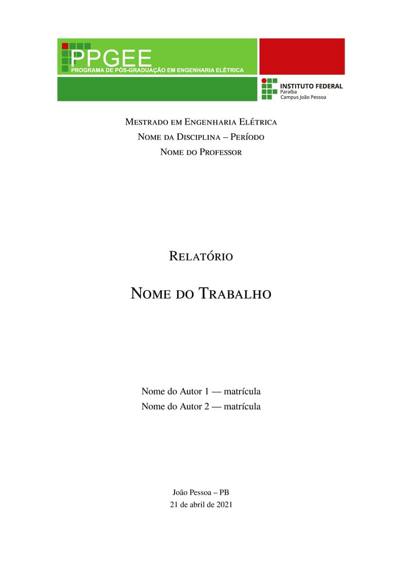 Modelo para Trabalho de Disciplina - PPGEE - IFPB
