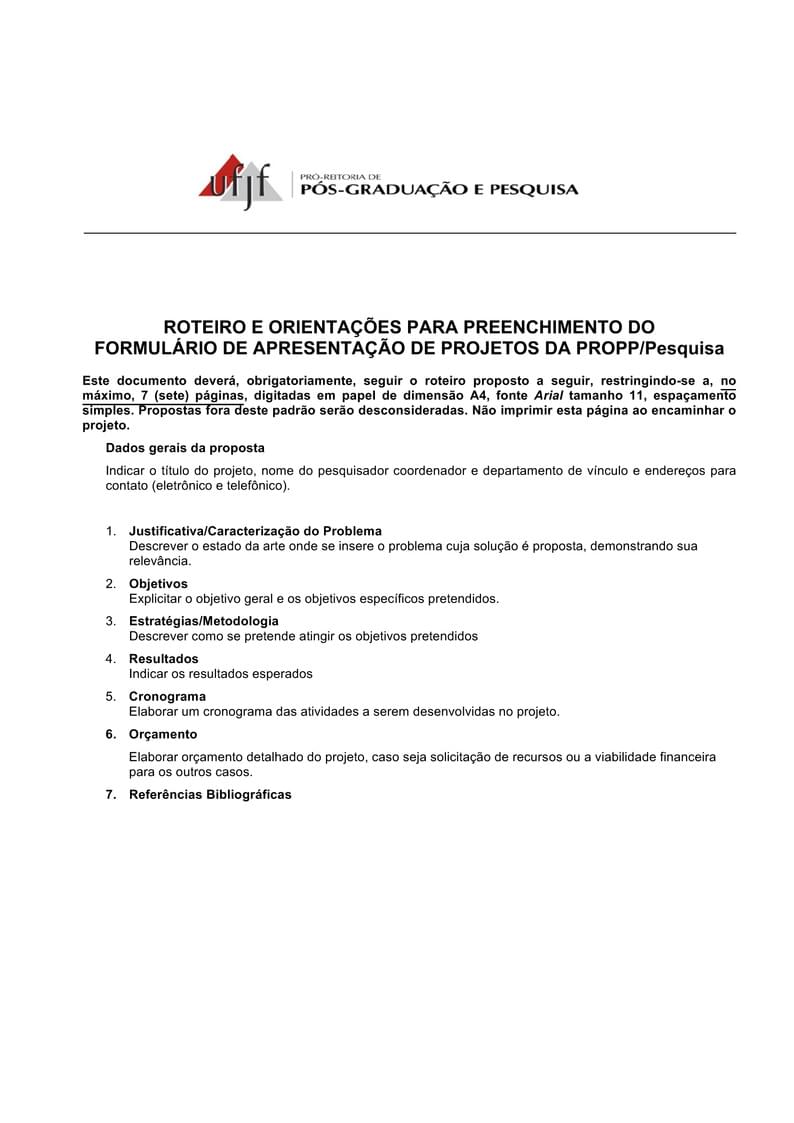 Modelo de Projeto de Pesquisa PROPP-UFJF 2021