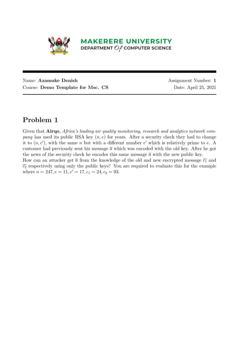 Computer Science Assignment Template