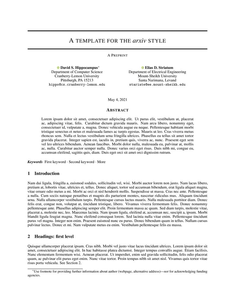 Style and Template for Preprints (arXiv, bio-arXiv)