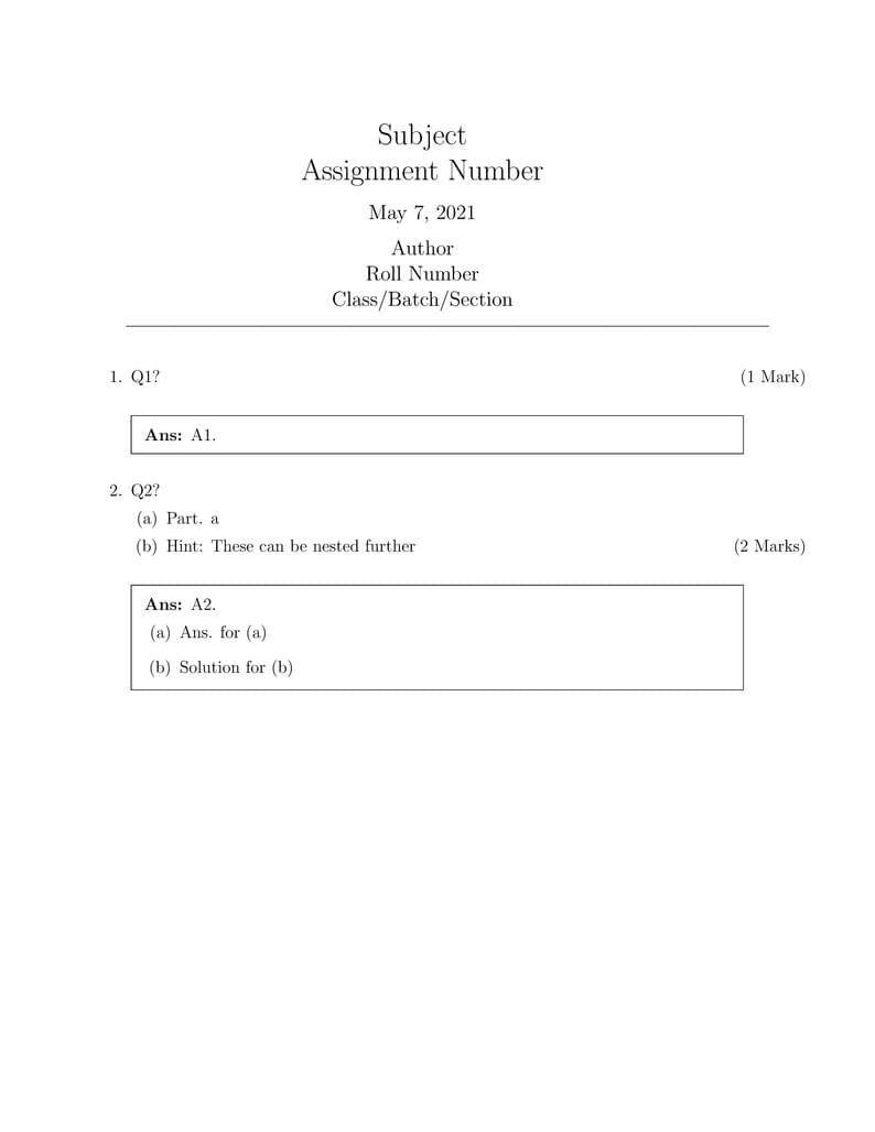 Assignments Template