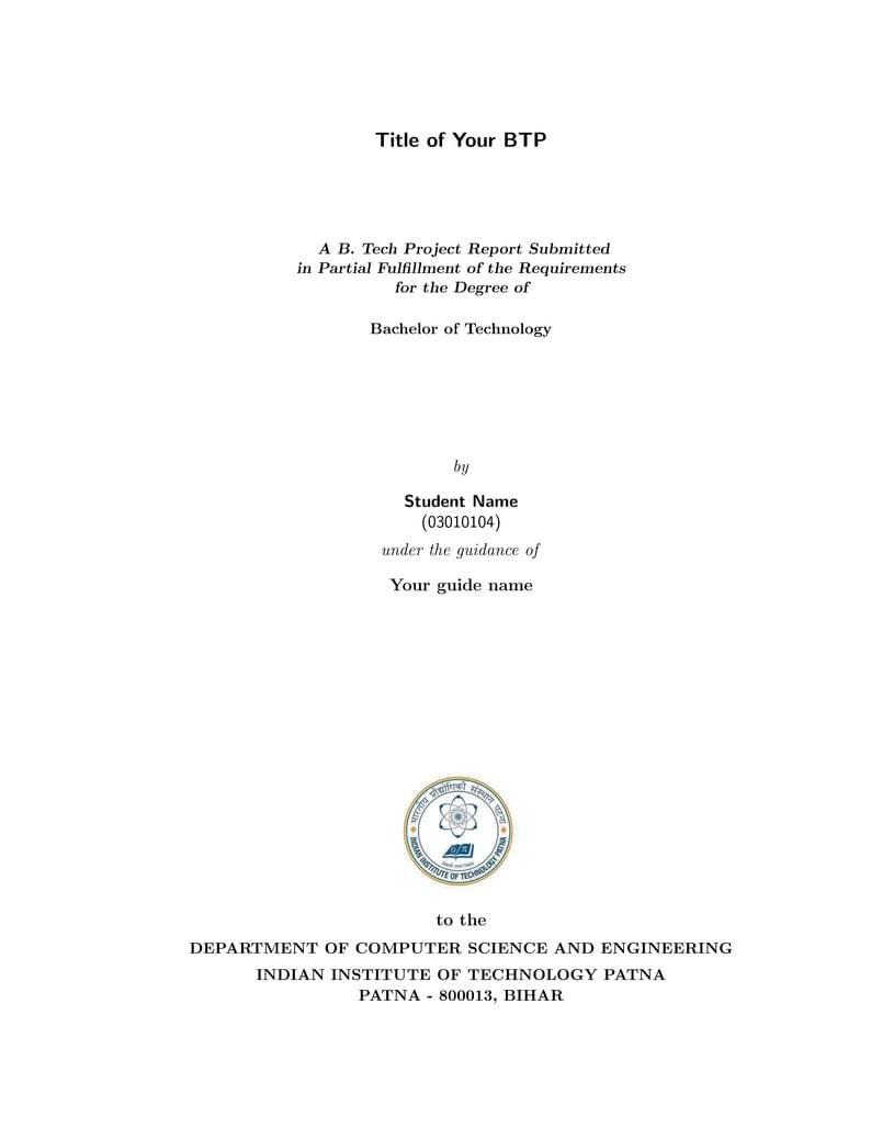 IIT Patna BTP Thesis Template
