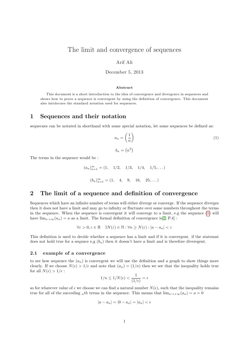 The limit and Convergence of Sequences