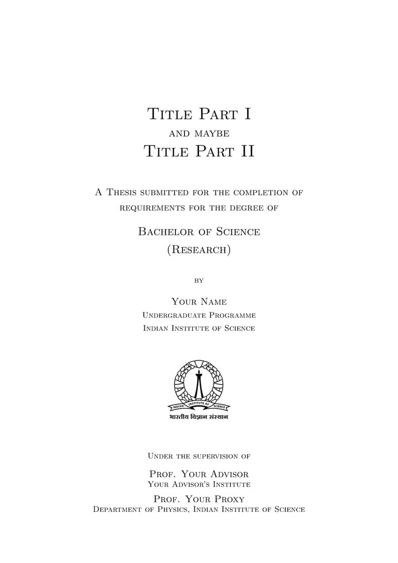 IISc Bachelor's thesis