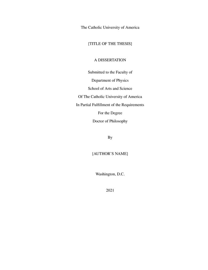 The Catholic University of America PhD Dissertation Template