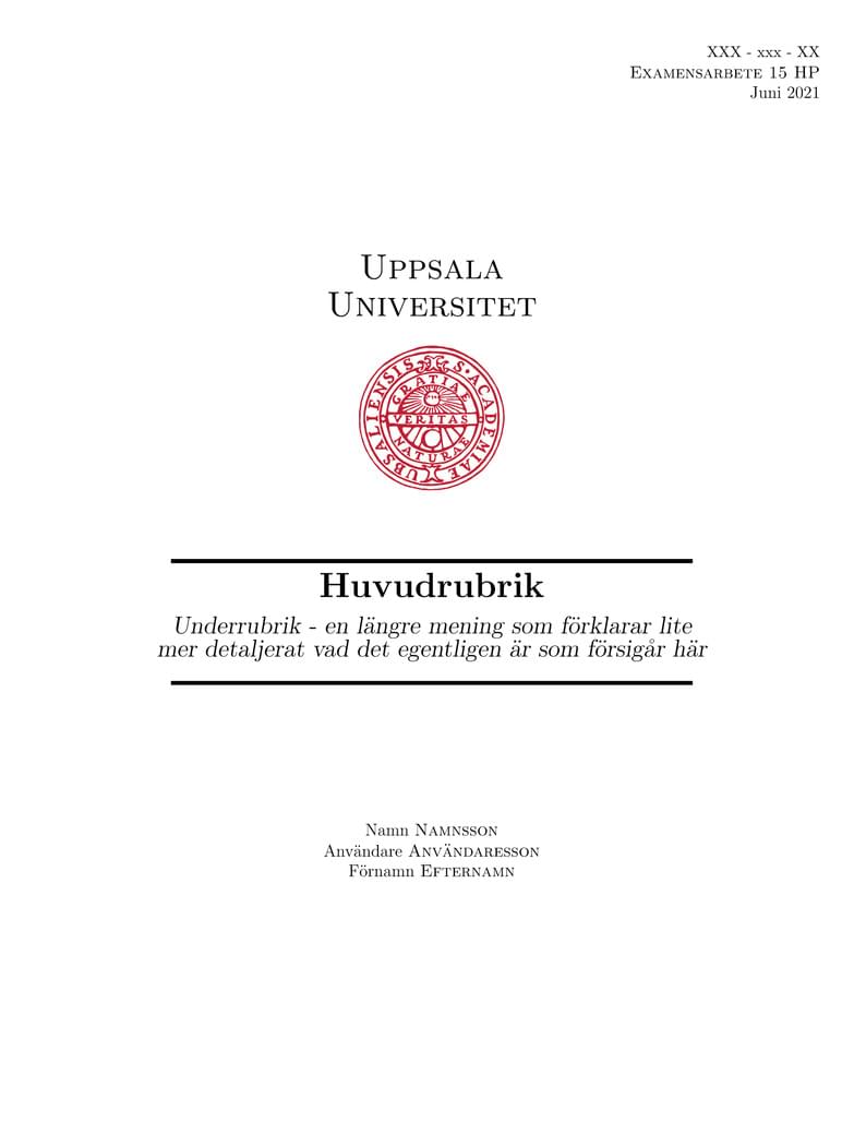 Examensjobb Uppsala Universitet - Titelsida
