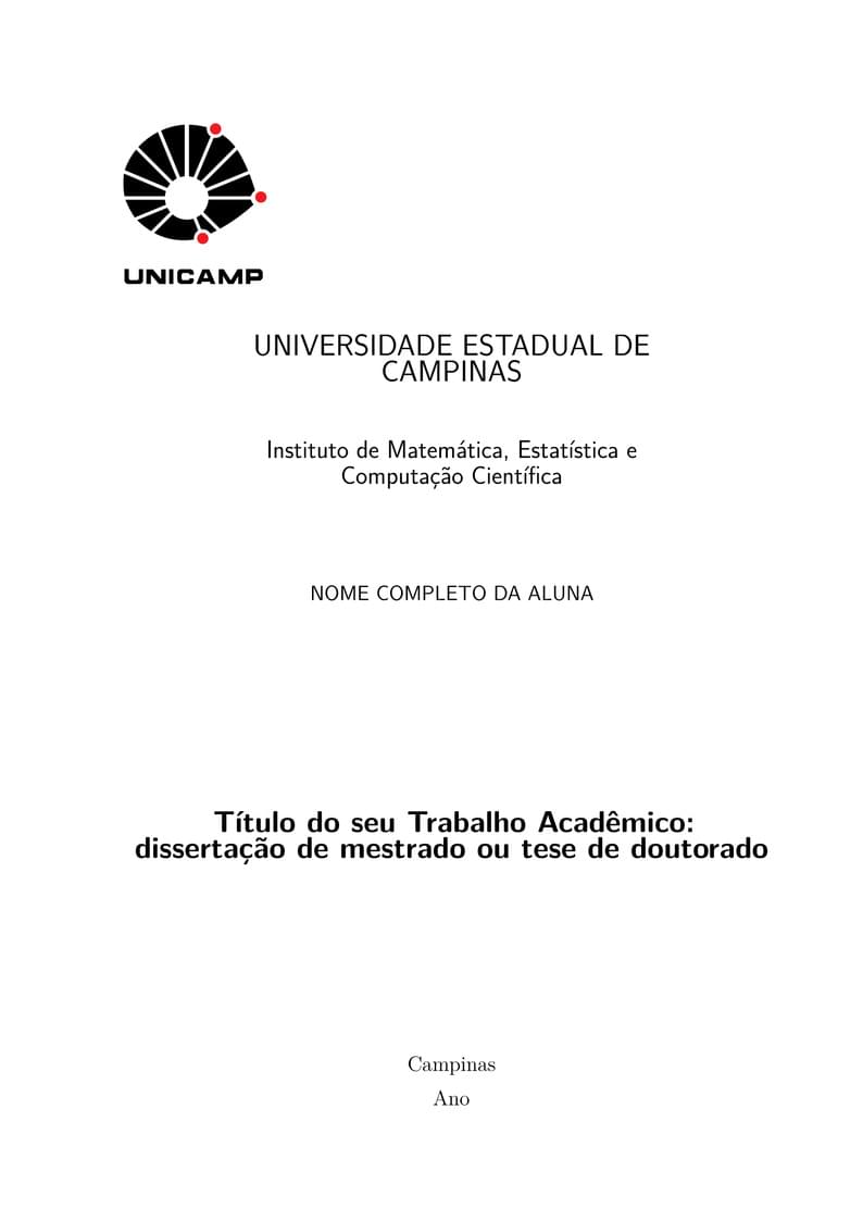 Modelo de Teses e Dissertações do IMECC UNICAMP