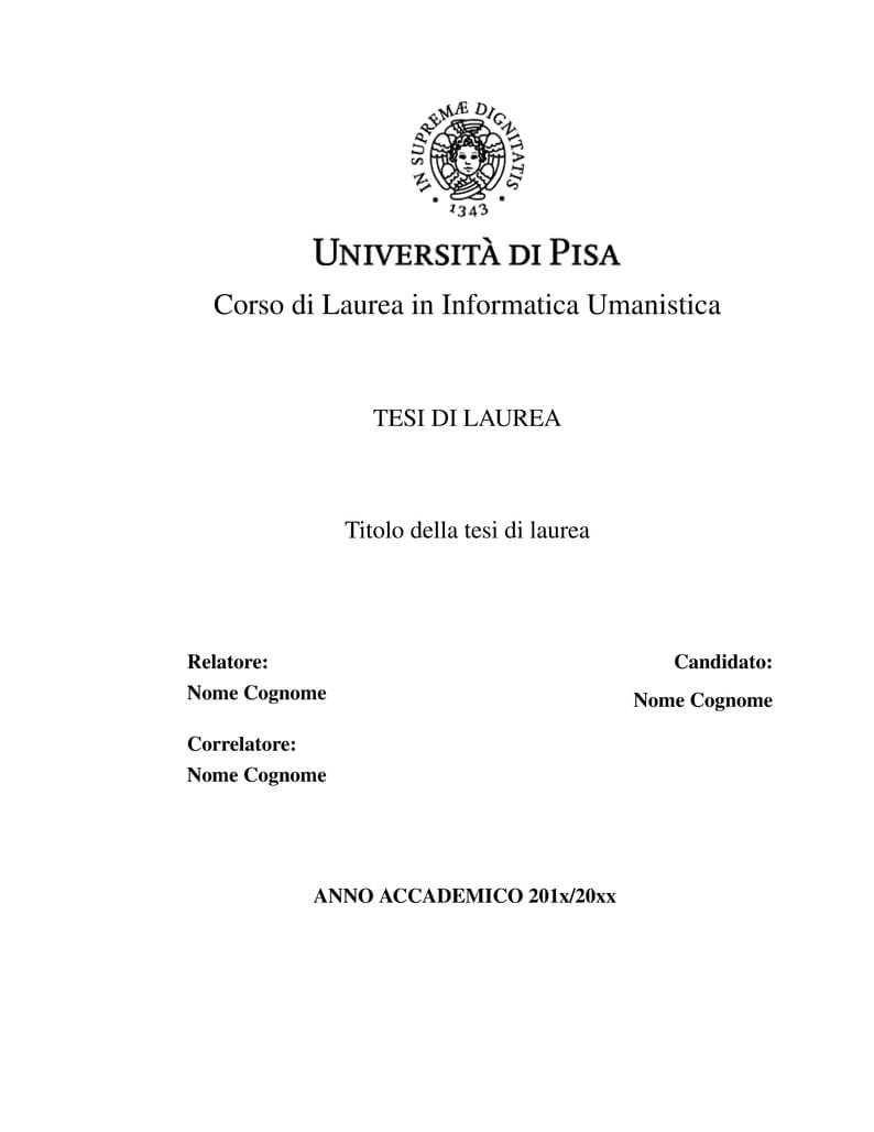 Template tesi di laurea in Informatica Umanistica (Università di Pisa)