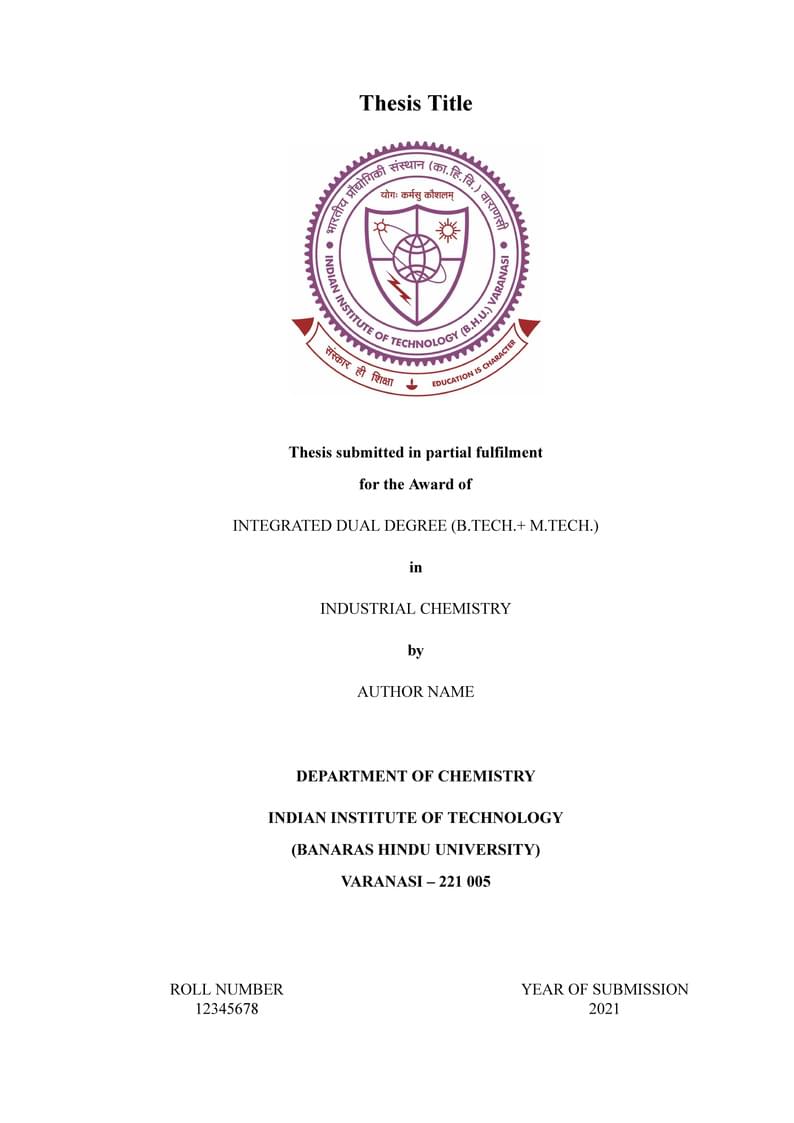 IIT (BHU) Varanasi Thesis Template