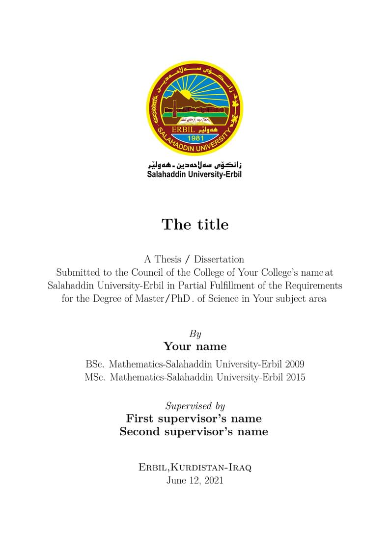 Salahaddin University-Erbil Thesis, Dissertation Template