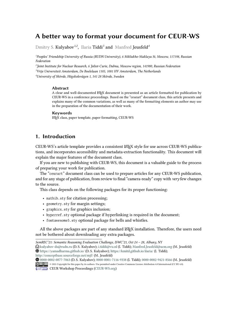CEURART Template for submissions to SemREC Challenge