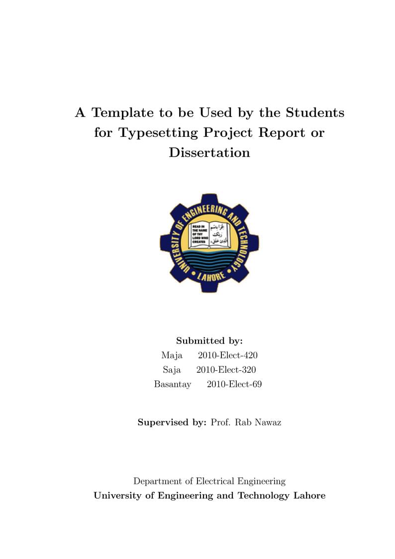 Thesis Template - EE UET Lahore