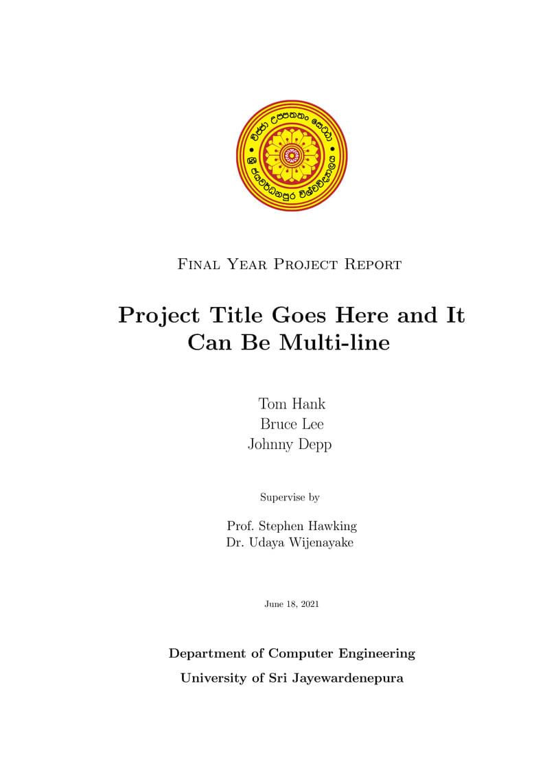 FYP Report, Department of Computer Engineering, University of Sri Jayewardenepura