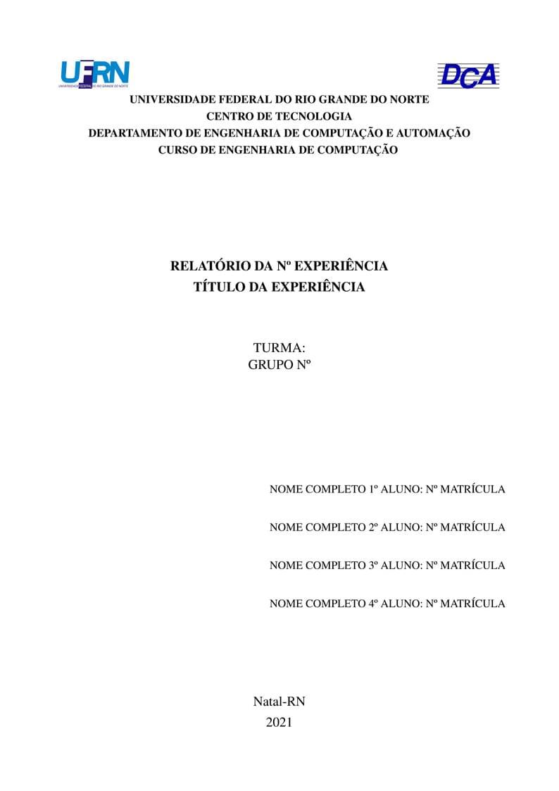 Modelo relatório Sistemas de controle laboratório UFRN