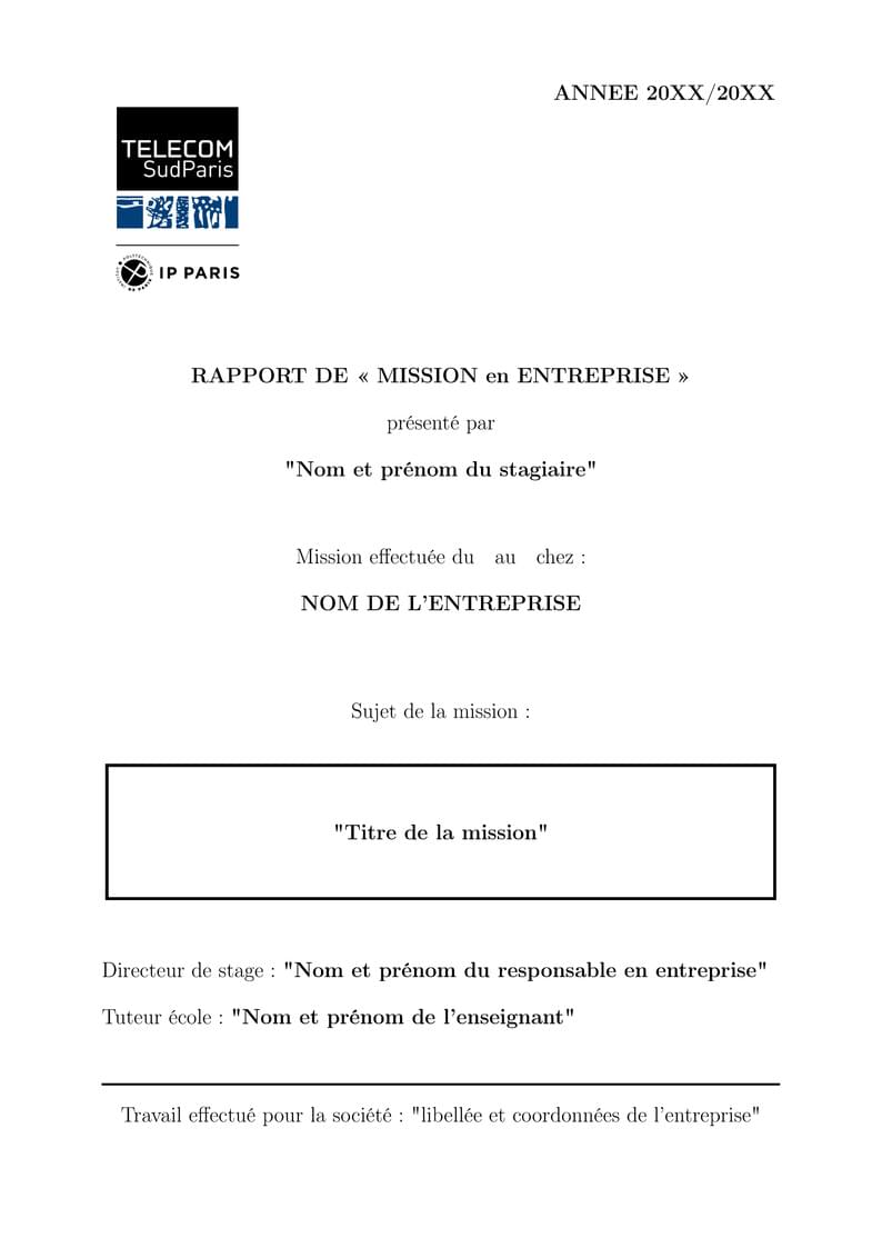 Template pour rapport de stage Telecom SudParis