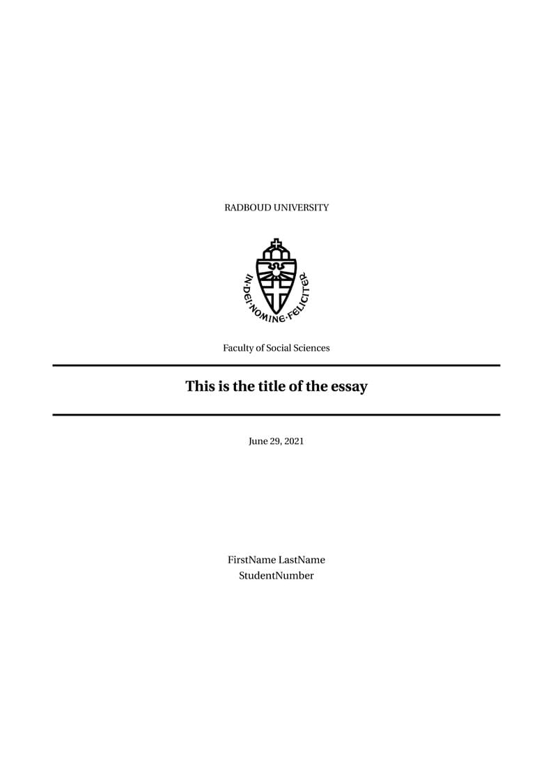 Radboud University Essay Template