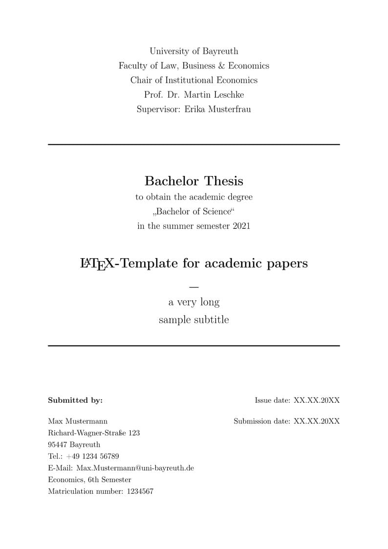 Template for academic papers at the Chair of Economics 5 (University of Bayreuth)