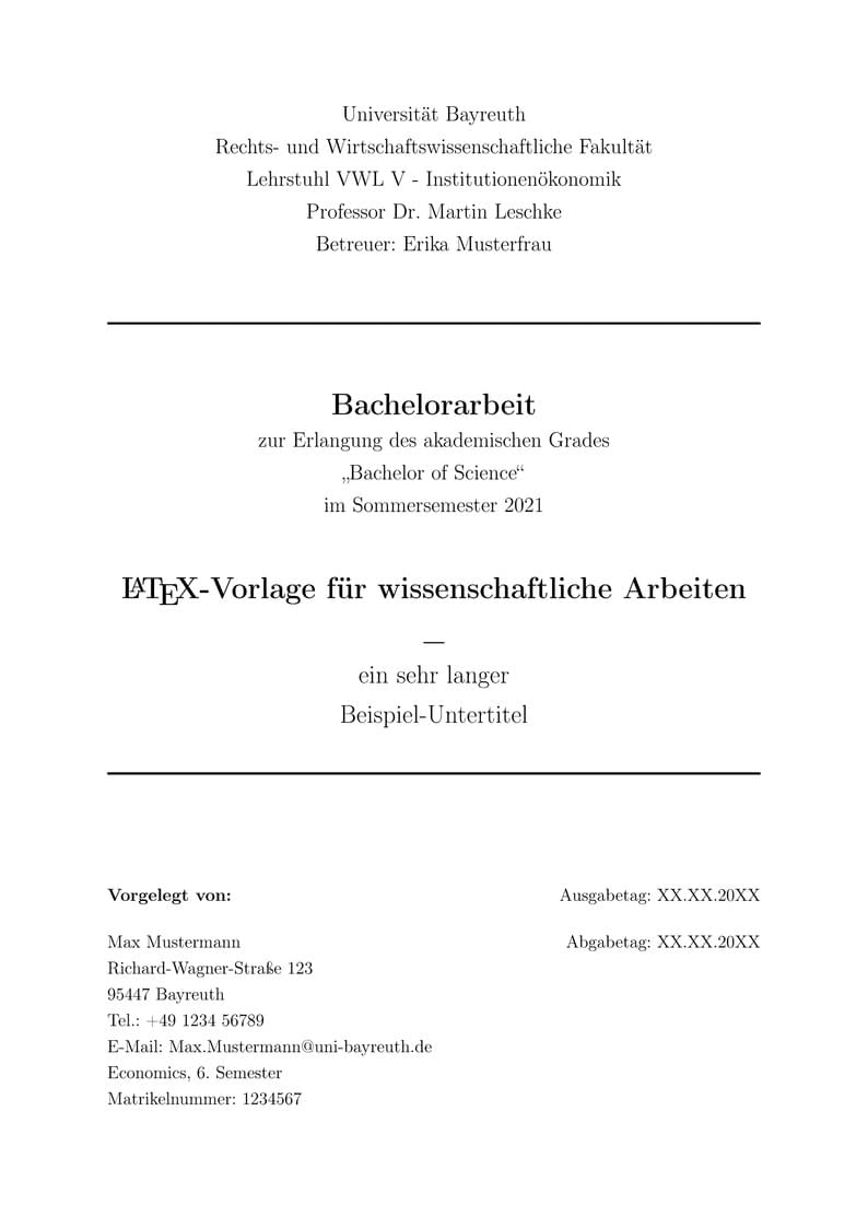 Vorlage für wiss. Arbeiten am Lehrstuhl VWL 5 (Universität Bayreuth)