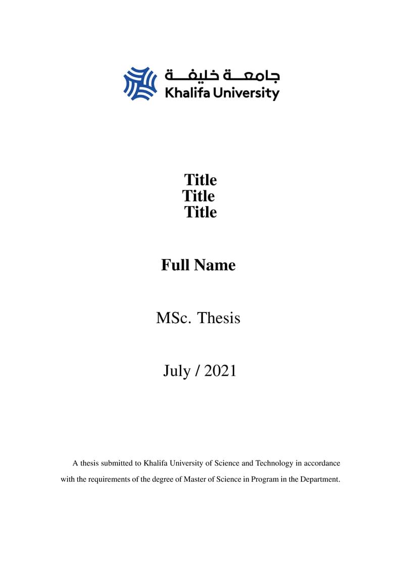 Khalifa University MSc Thesis template