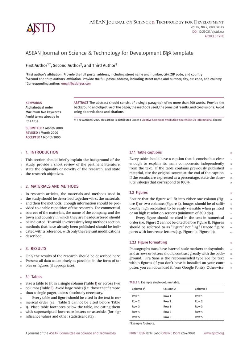 ASEAN Journal on Science & Technology for Development