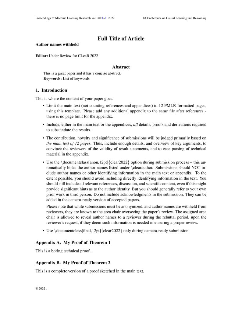 CLeaR 2022 Proceedings Template