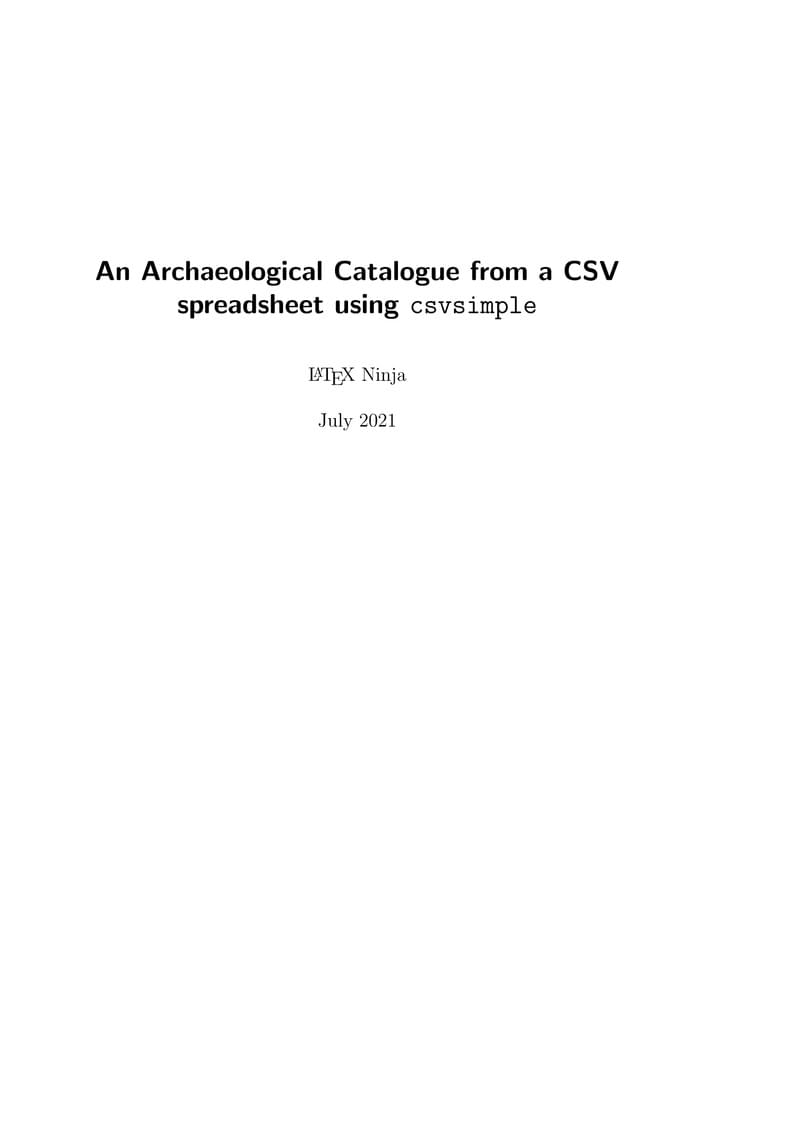 An Archaeological Catalogue from a CSV Spreadsheet