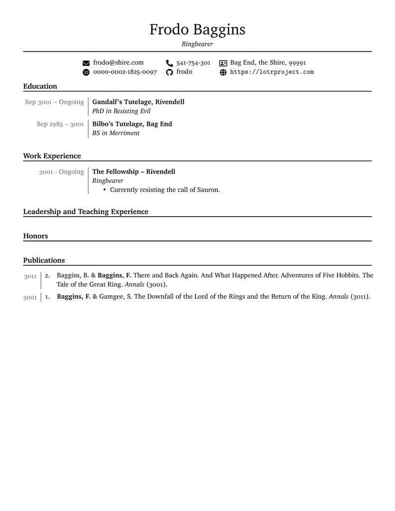 Clean CV template