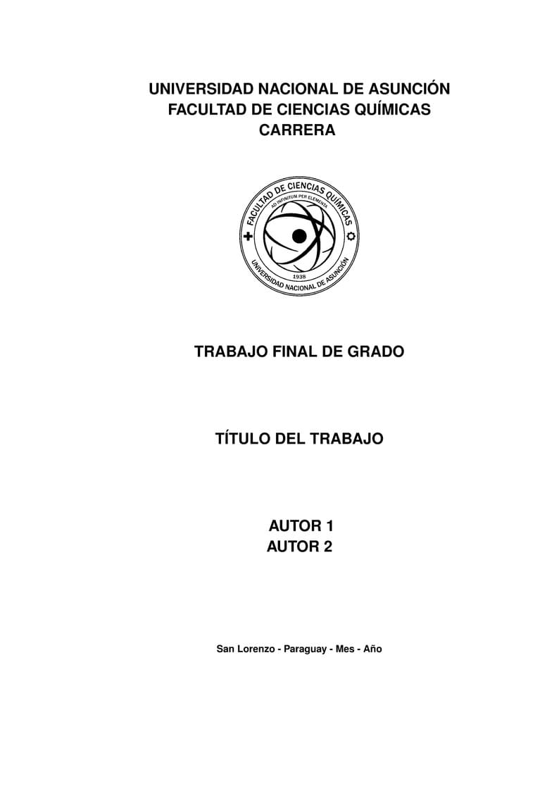 Formato de TFG - Facultad de Ciencias Químicas - UNA