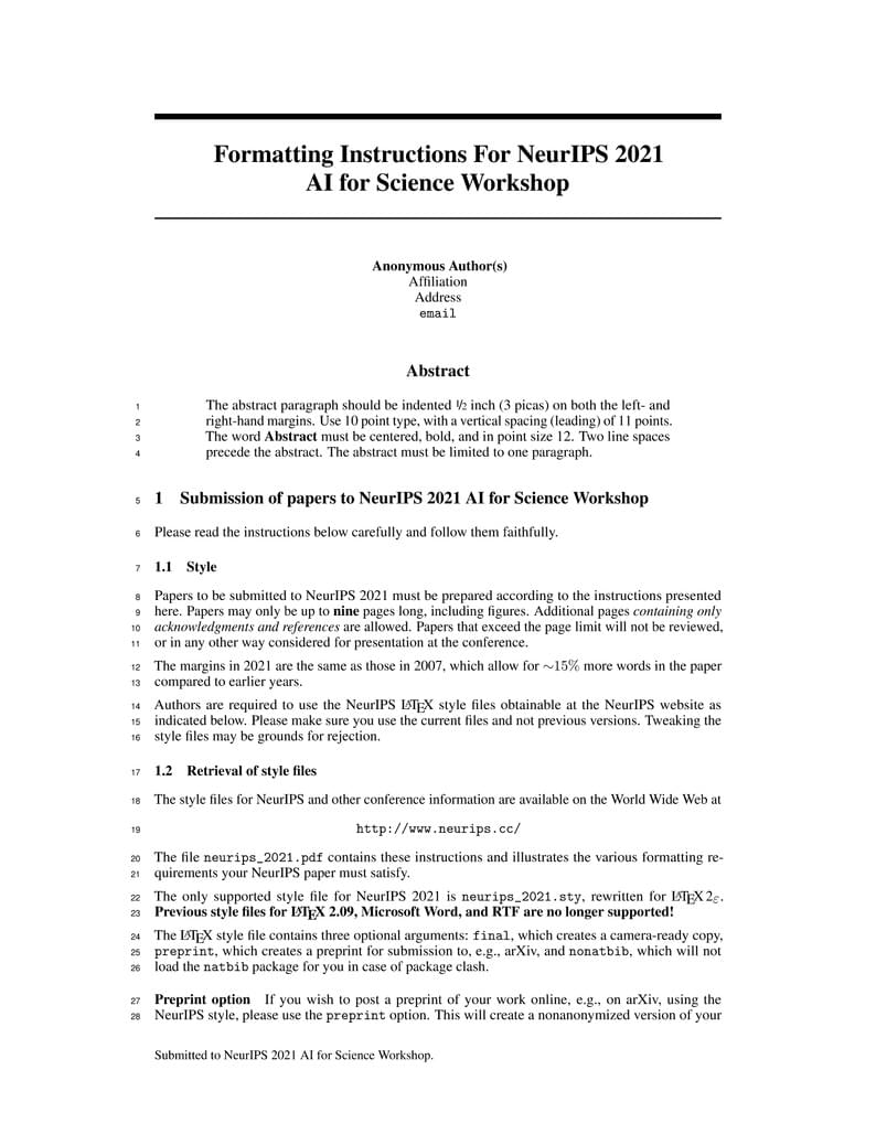NeurIPS 2021 AI for Science Workshop