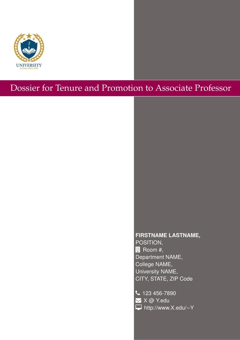 Dossier for Tenure and Promotion Application