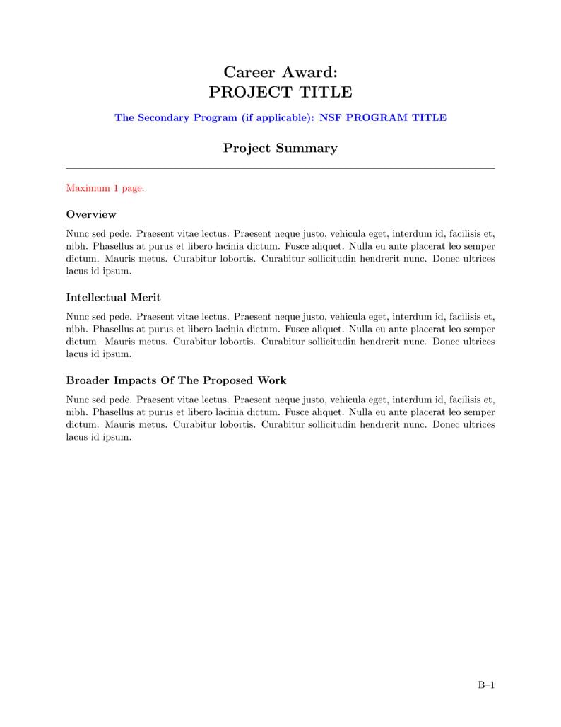 NSF proposal