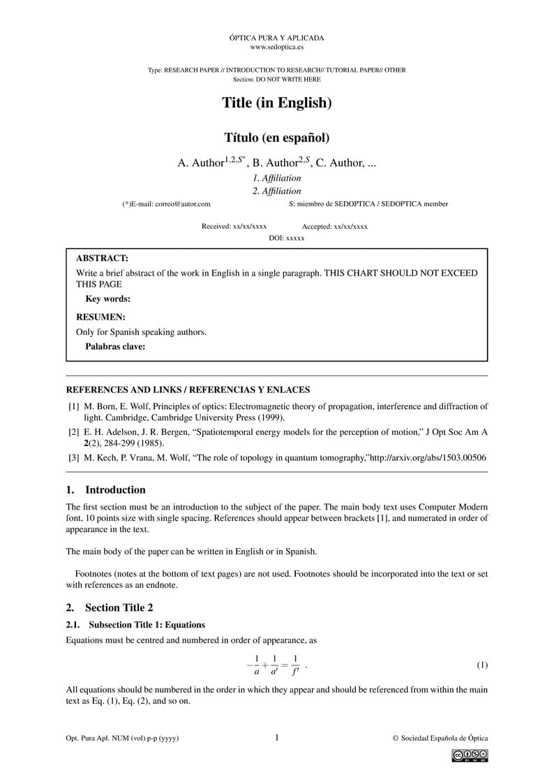 Template - Optica Pura y Aplicada
