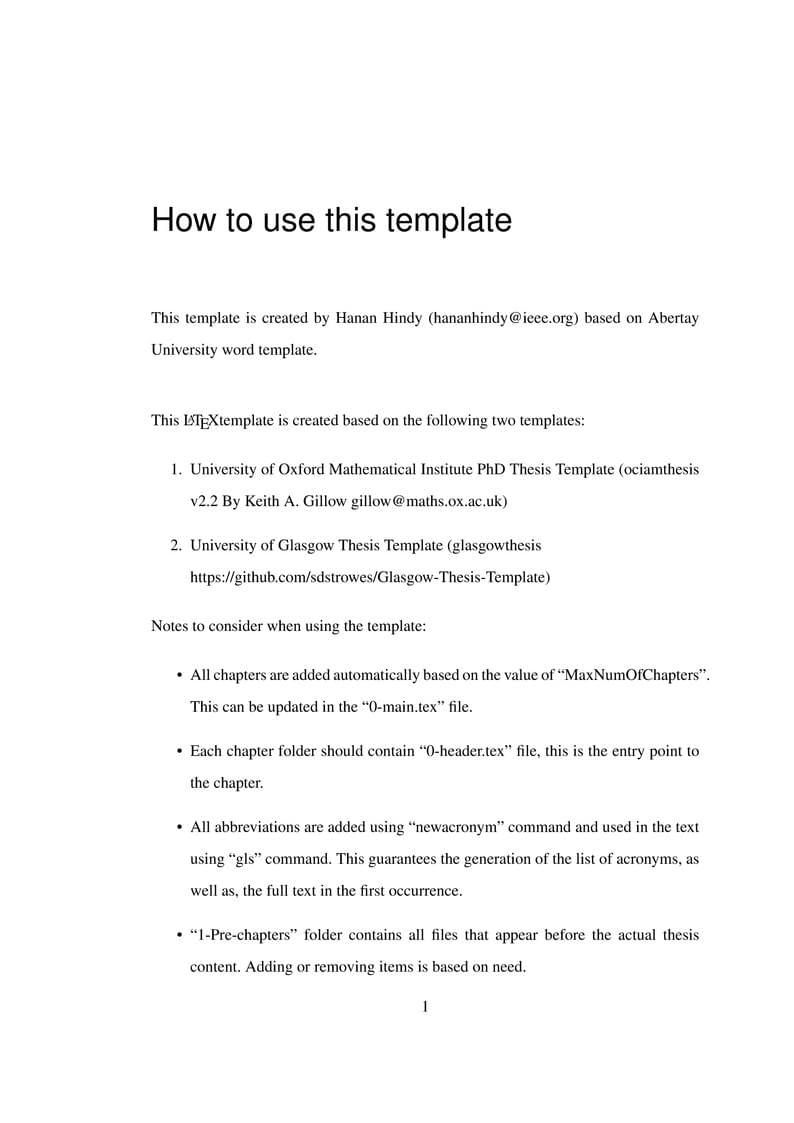 Abertay University Unofficial Thesis Template