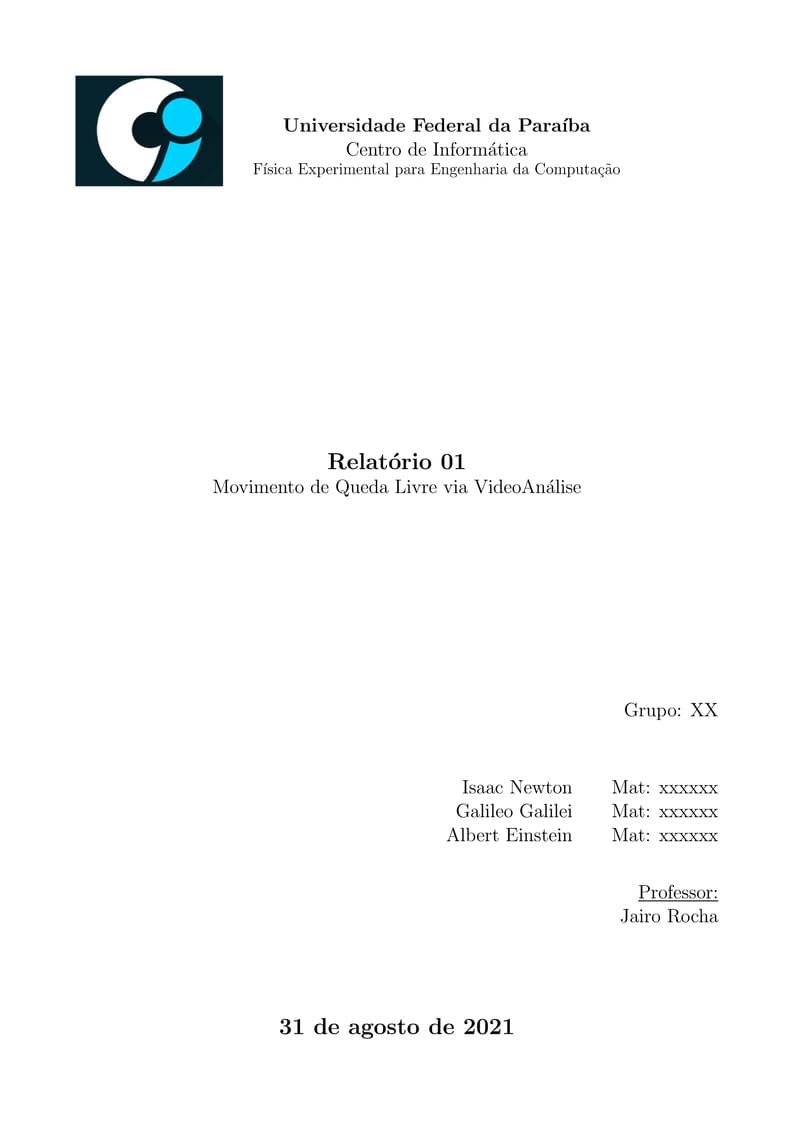 Modelo de relatório de Física Experimental UFPB