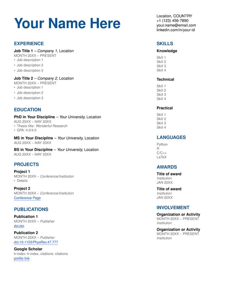 DODI Resume & CV Template