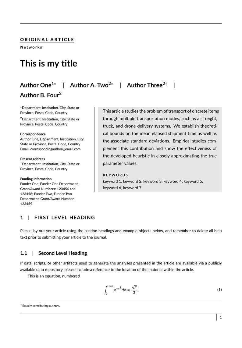 Template for Preparing Networks journal submission