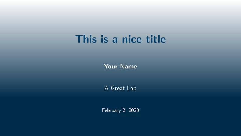 Beamer theme template - Quito dark