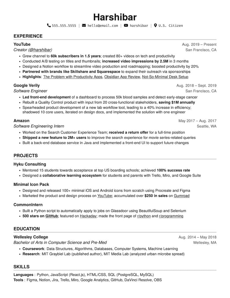 harshibar's resume