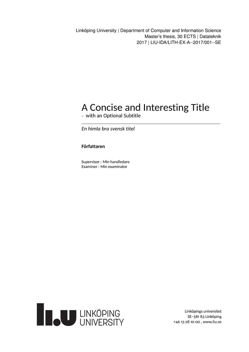 LiU thesis computer science