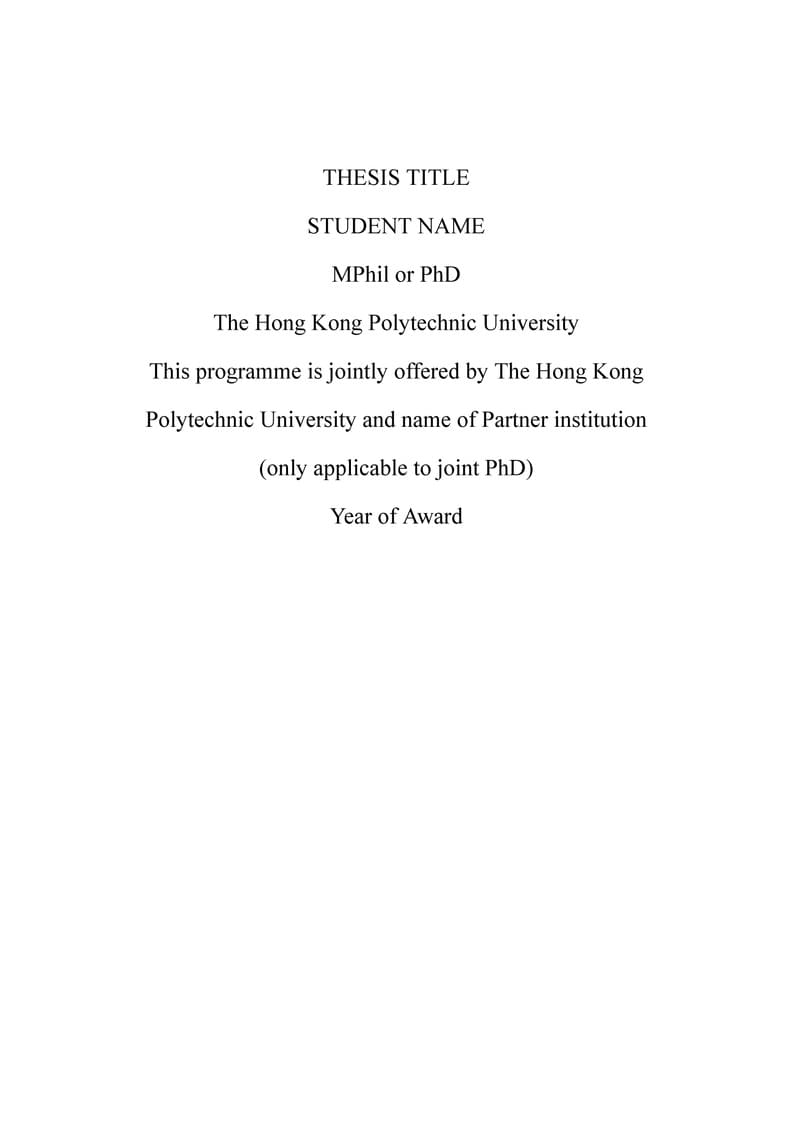 The Hong Kong Polytechnic University Thesis Template