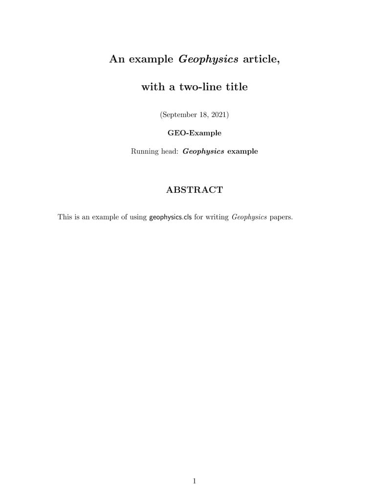 Template for GEOPHYSICS