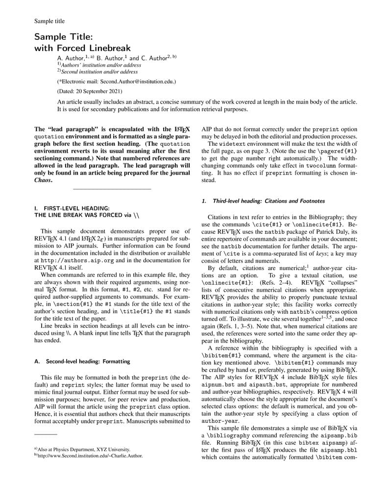 Template for Submission to AIP Publishing Journals